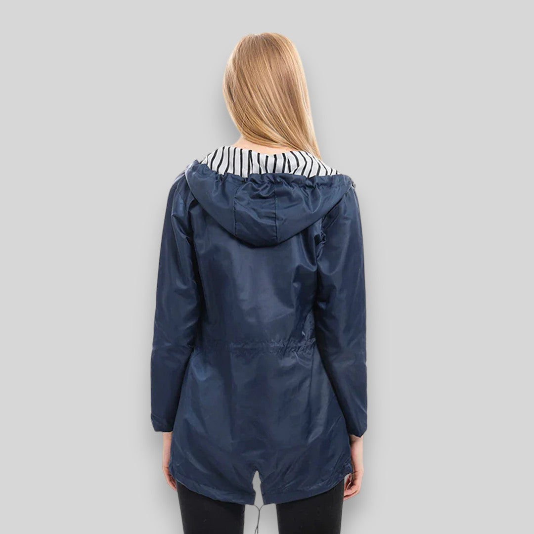 Waterproof hooded rain jacket for women