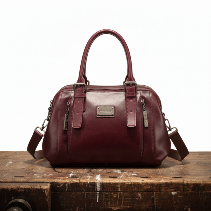 Leather Bucket Bag for Women – Elegant Shoulder Purse for Everyday in Caramel, Burgundy, Black and Green