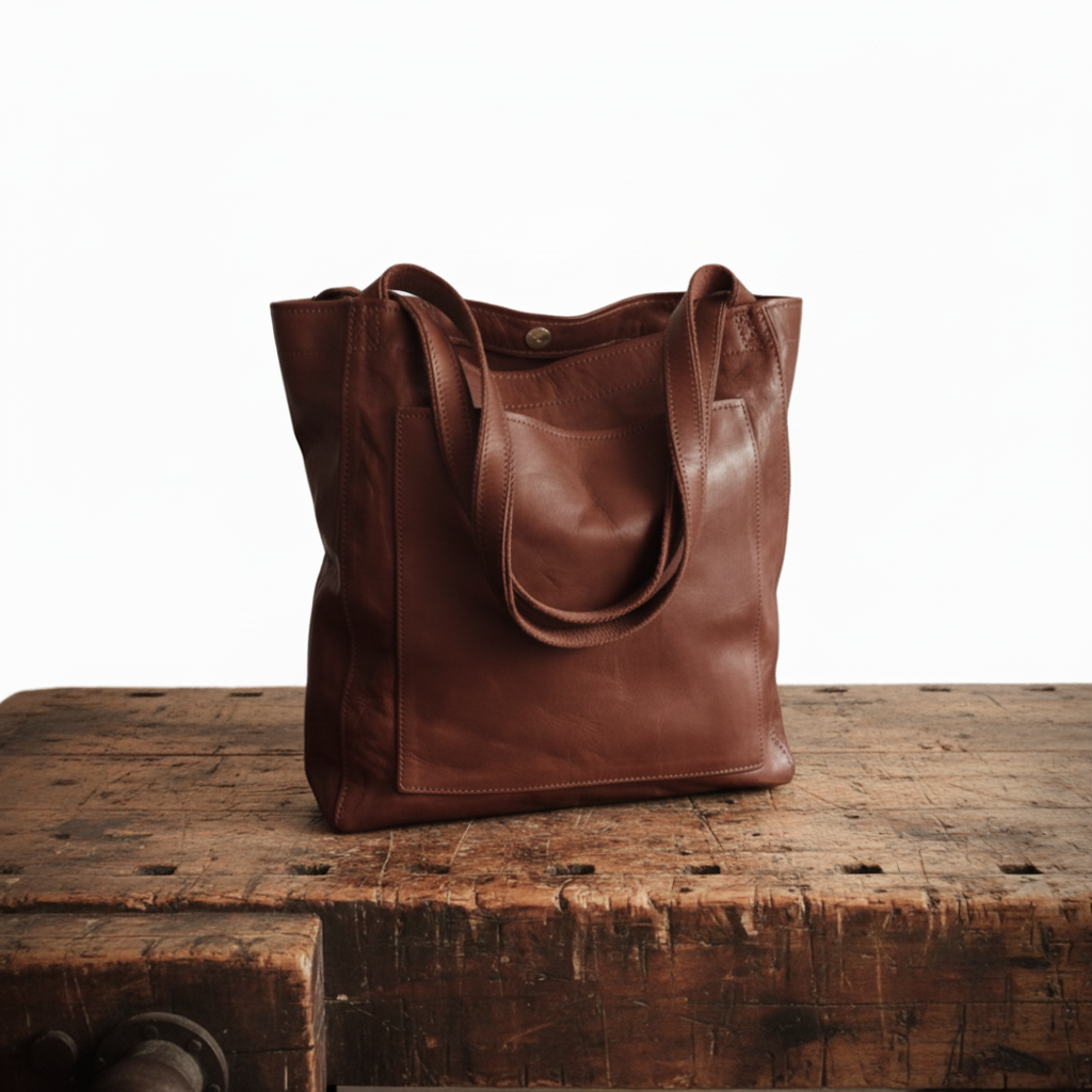 Leather Shoulder Bag for Women – Elegant Structured Handbag, Everyday Work Purse in Caramel, Dark Brown and Black