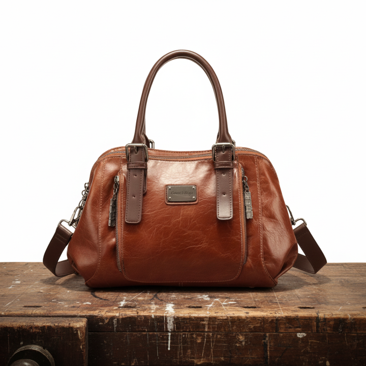 Leather bucket bag for women