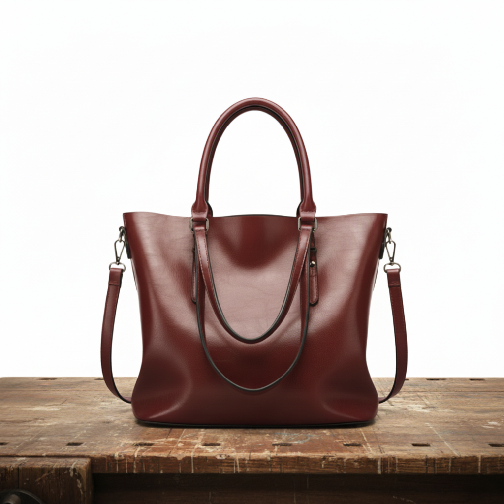 Retro Leather Shoulder Bag for Women – Vintage Style Purse with Adjustable Strap, Caramel, Black, Burgundy and Red