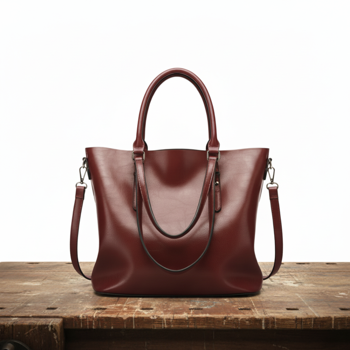 Retro Leather Shoulder Bag for Women – Vintage Style Purse with Adjustable Strap, Caramel, Black, Burgundy and Red
