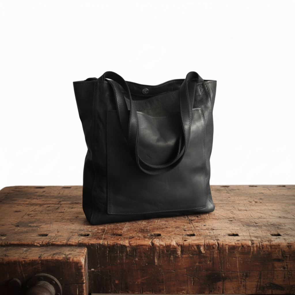 Leather Shoulder Bag for Women – Elegant Structured Handbag, Everyday Work Purse in Caramel, Dark Brown and Black