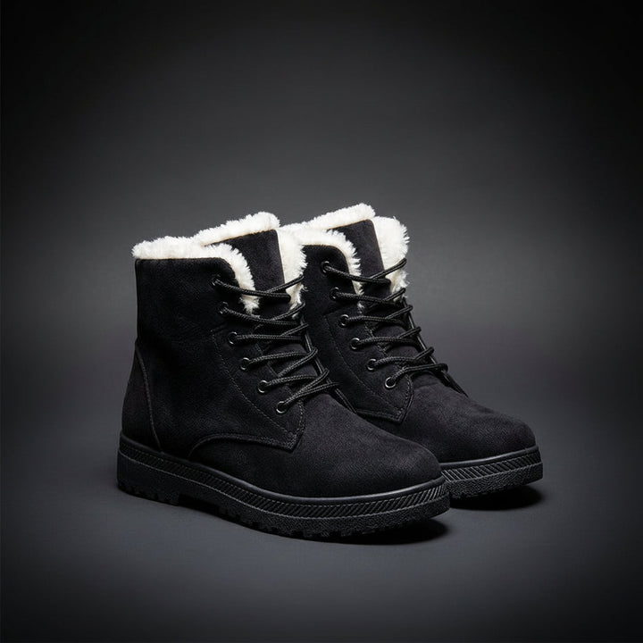Cozy Faux Fur Lined Winter Boots for Women with Lace Up Ankle Lug Sole Casual Style