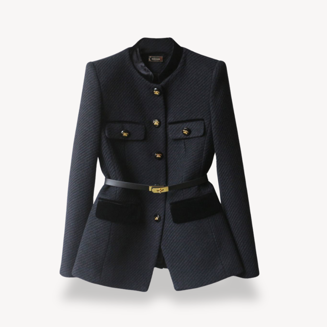 Elegant Peplum Blazer for Women with Long Sleeve Belted Button Front