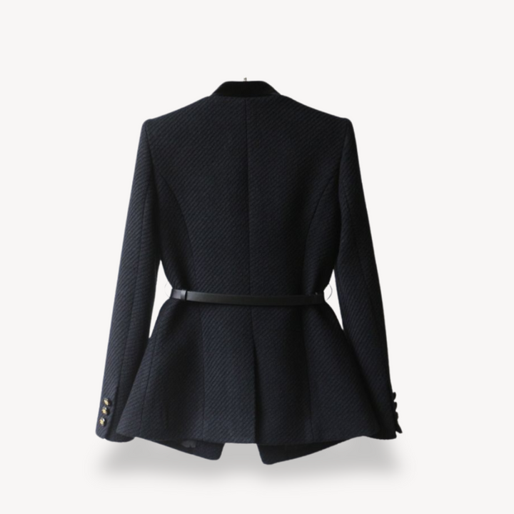 Elegant Peplum Blazer for Women with Long Sleeve Belted Button Front