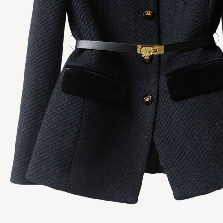 Elegant Peplum Blazer for Women with Long Sleeve Belted Button Front