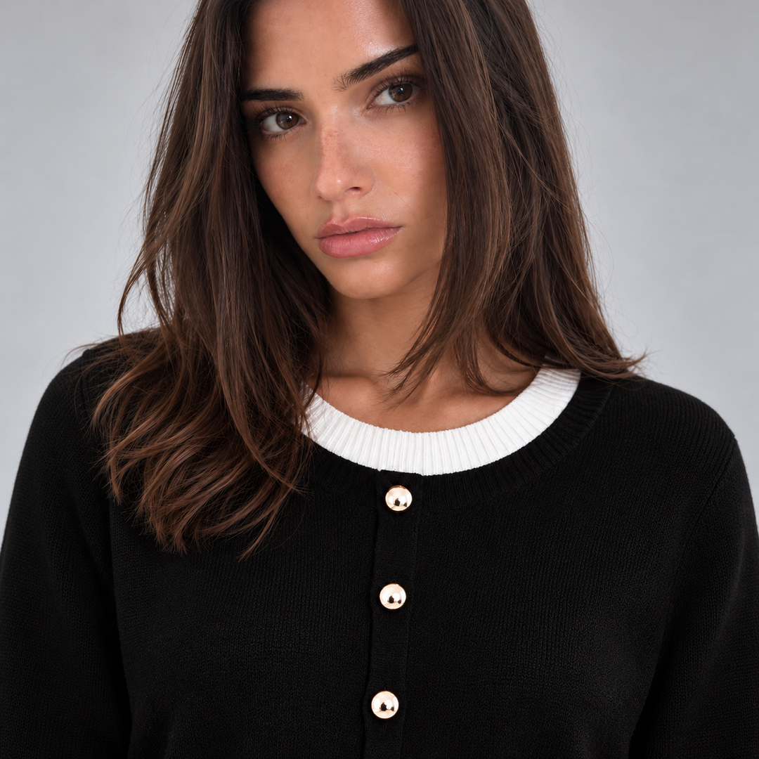 Women's Button-Front Cardigan with Layered Pleated Hem
