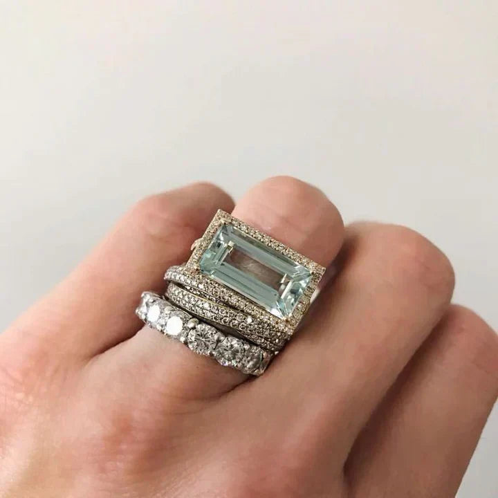 Türkis Relikt Ring Set | Weißgold