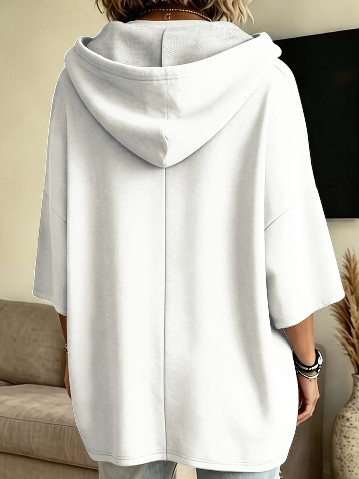 Comfortable Fleece Oversized Hoodie for Women with Drawstring Hood Batwing Sleeve Kangaroo Pocket Relaxed Style
