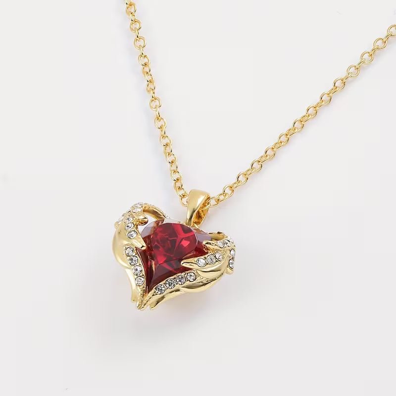 Collar Corazón de Rubí "Abrazo de Ángel" | Oro
