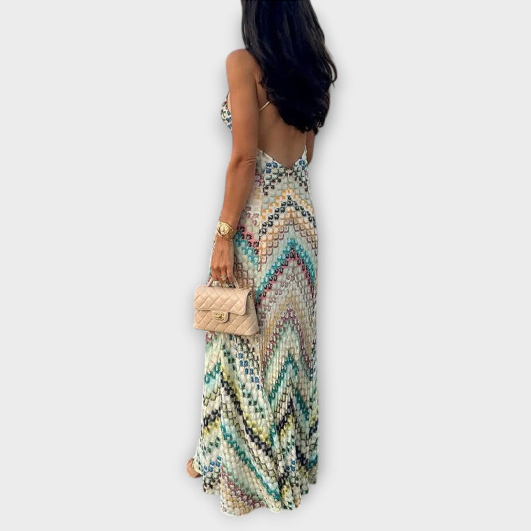 Remi colorful herringbone pattern maxi dress
