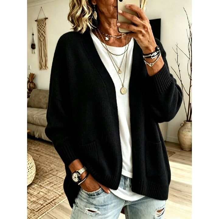 Open Front Cardigan for Women – Relaxed Fit Long Sleeve Knit Cardigan with Pockets, Casual Layering Sweater