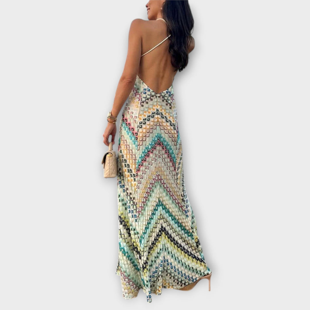 Remi colorful herringbone pattern maxi dress