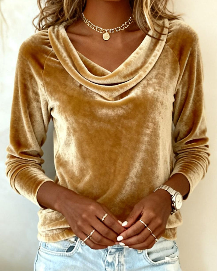 Margaret - Blusa de terciopelo de lujo con cuello drapeado
