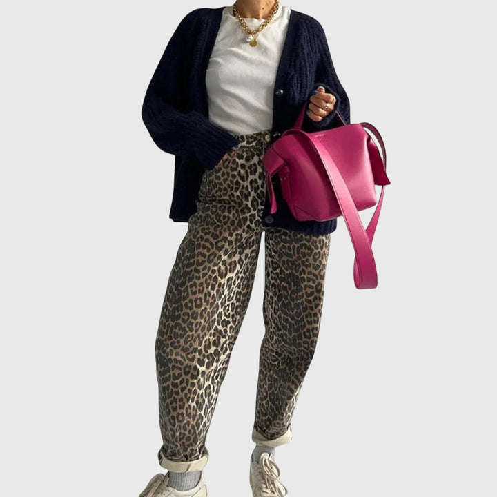 Chandra - Vintage-Jeans mit Leopardenmuster