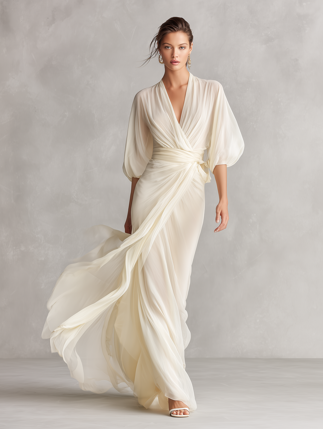 see through chiffon dress Ever-Pretty Square Neck Long Sleeve Chiffon Dress for Garden Weddings