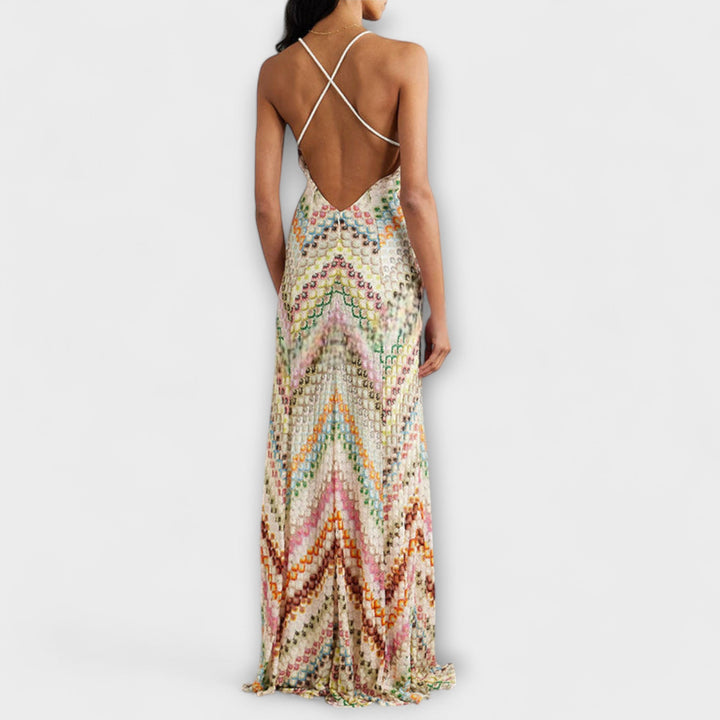 Remi colorful herringbone pattern maxi dress