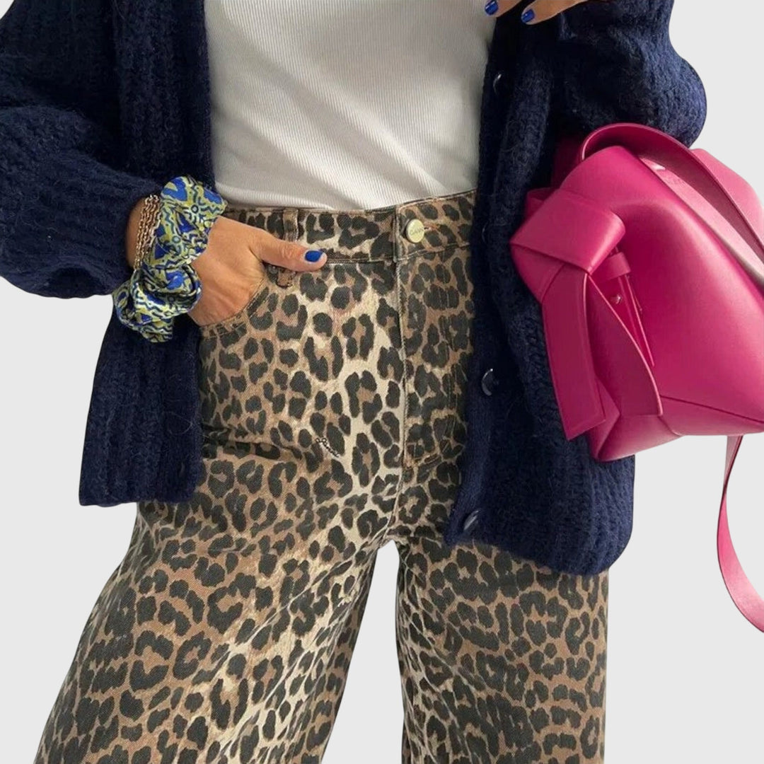 Chandra - Vintage-Jeans mit Leopardenmuster