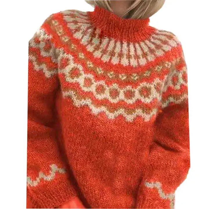 Cozy Fair Isle Turtleneck Sweater for Women with Long Sleeve Nordic Knit Pullover Winter Style