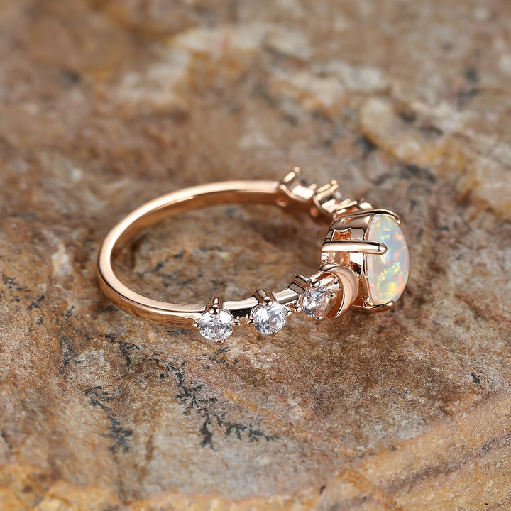 Anello Luna Crescente Opale | Oro Rosa