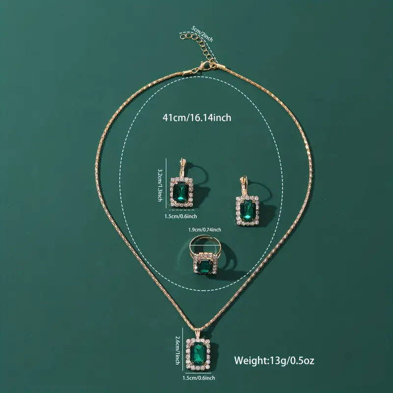 Ensemble de bijoux Sylvara Greenveil | Or blanc