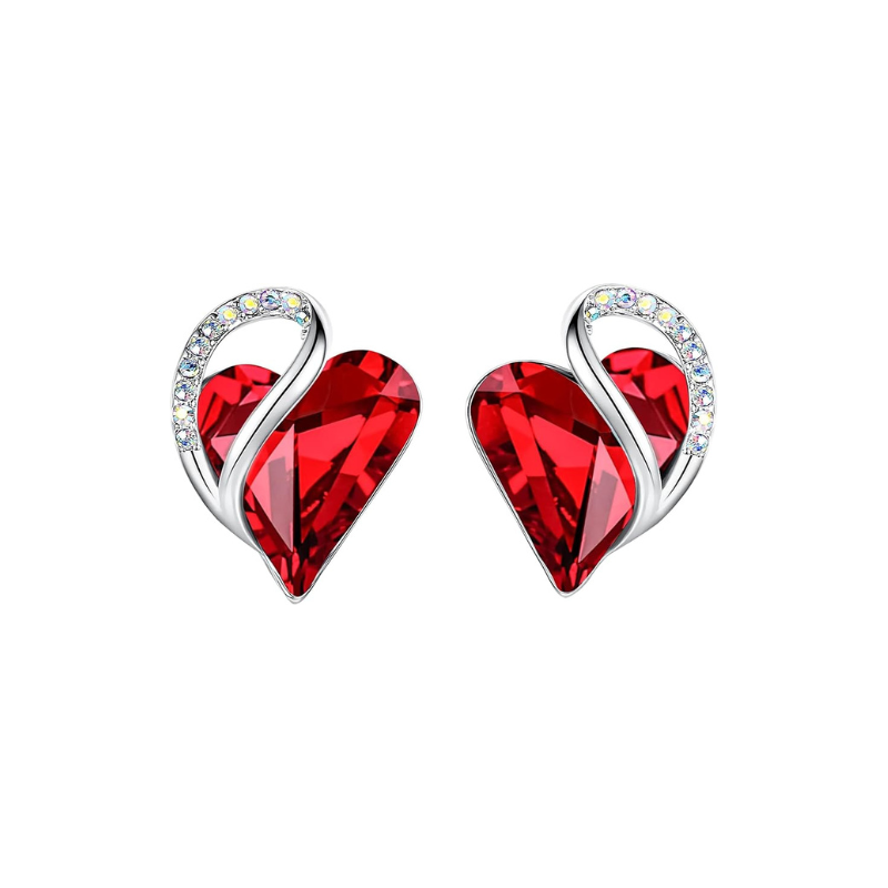 Boucles d'oreilles cœur infini rubis | Or blanc