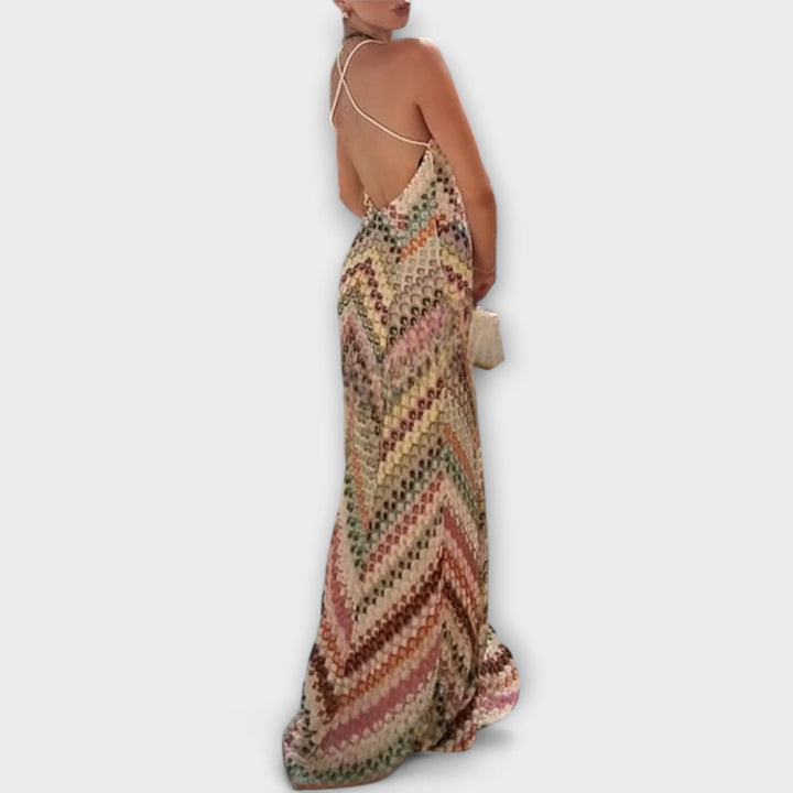 Remi colorful herringbone pattern maxi dress