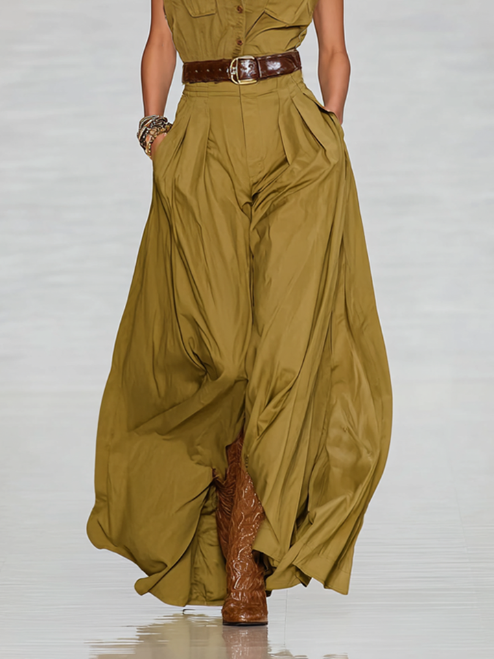 Damen Maxikleid aus Baumwollmischung mit Reverskragen, einreihiger Knopfleiste und kurzen Ärmeln im Hemdstil
