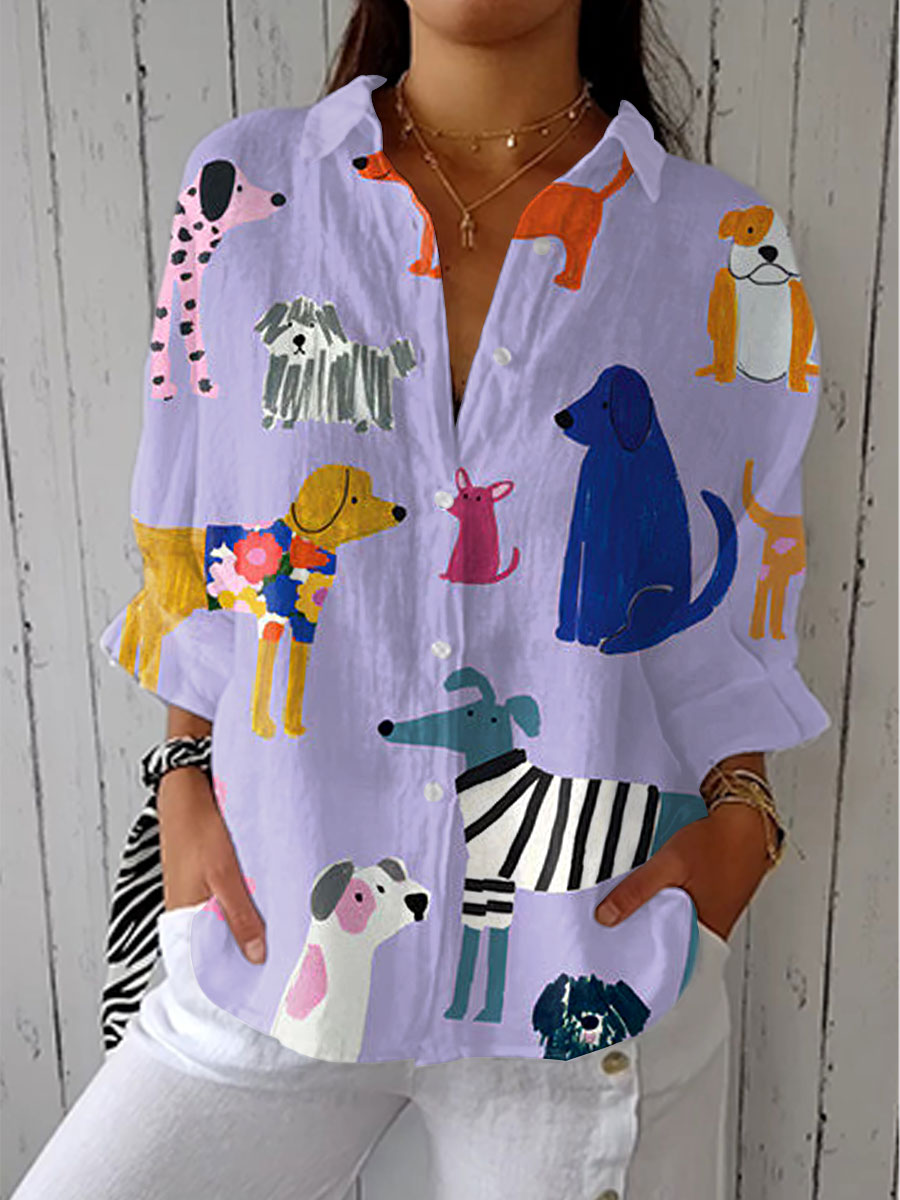 Florence | Verspielte Bluse mit Hunden