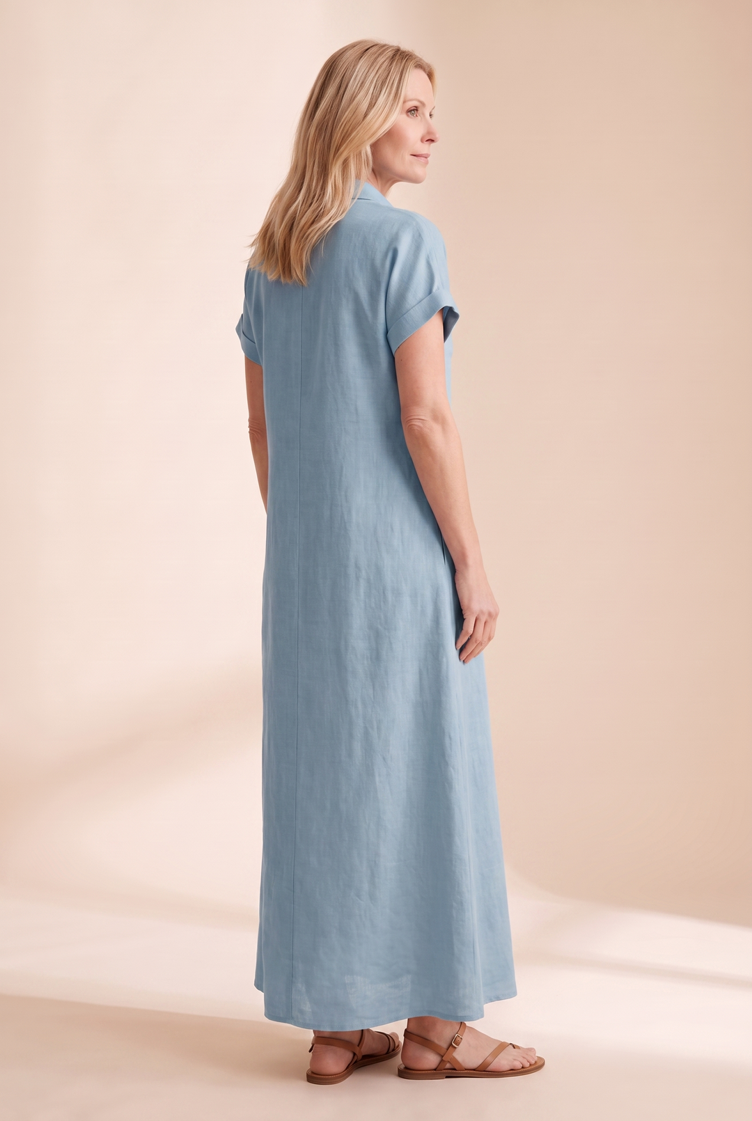 linen maxi dress for women with Puff Sleeves - Linen Wrap Dress in Navy - Summer Plus Size Dress have staple for a refined yet relaxed wardrobe FARM Rio Garden Terrace Linen
