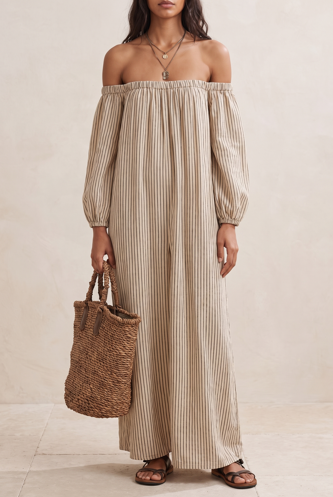 linen maxi dress long sleeve RITA tie waist Plus Size Belted Button Up