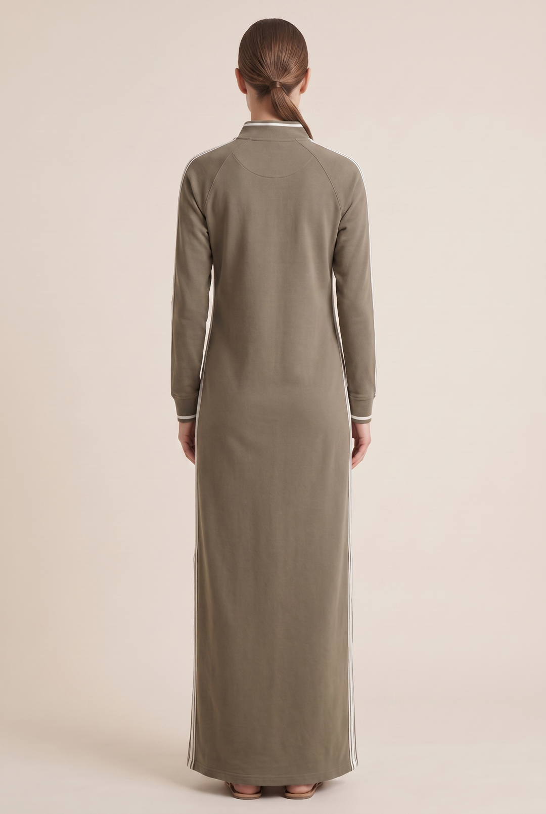 Women's Minimalist White-trimmed Button-down Collar Sweatshirt Dress M – Mercer & Bloom