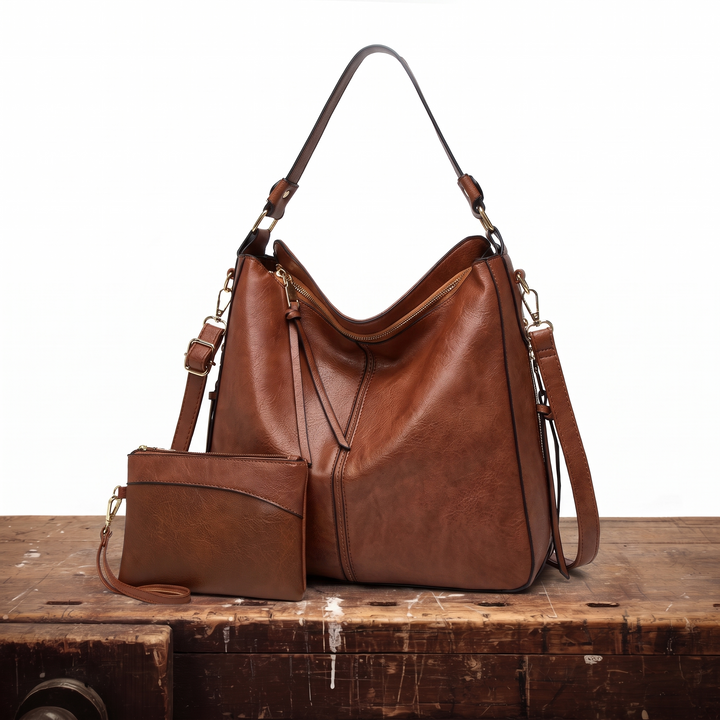 Anti theft leather hobo bag for women