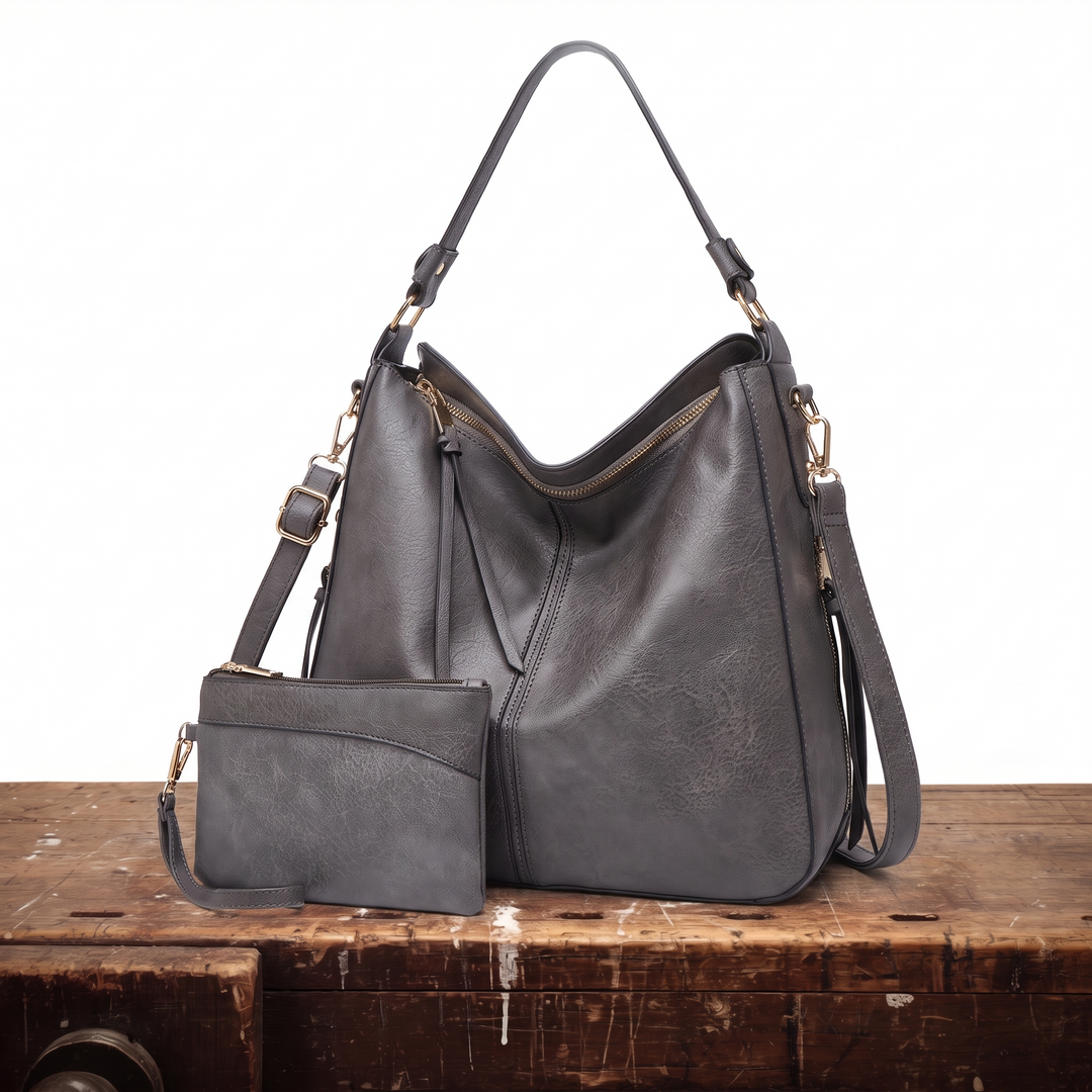 Anti Theft Hobo Bag for Women – Leather Crossbody Shoulder Bag with Zip Closure and Pouch, Travel Purse