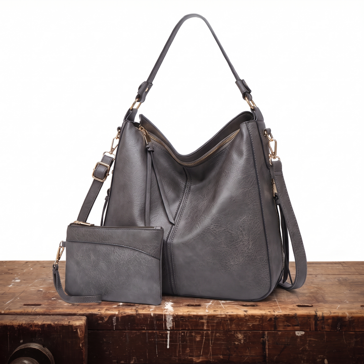 Anti Theft Hobo Bag for Women – Leather Crossbody Shoulder Bag with Zip Closure and Pouch, Travel Purse