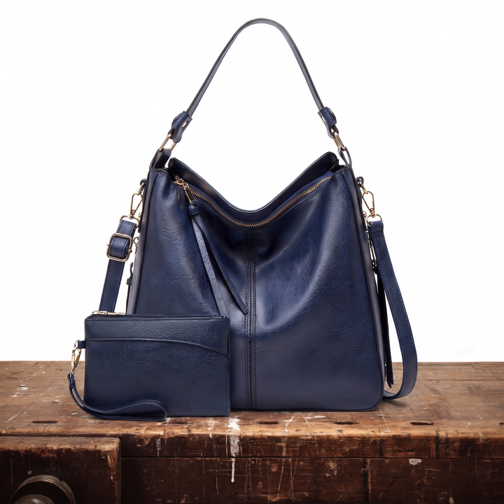 Anti Theft Hobo Bag for Women – Leather Crossbody Shoulder Bag with Zip Closure and Pouch, Travel Purse