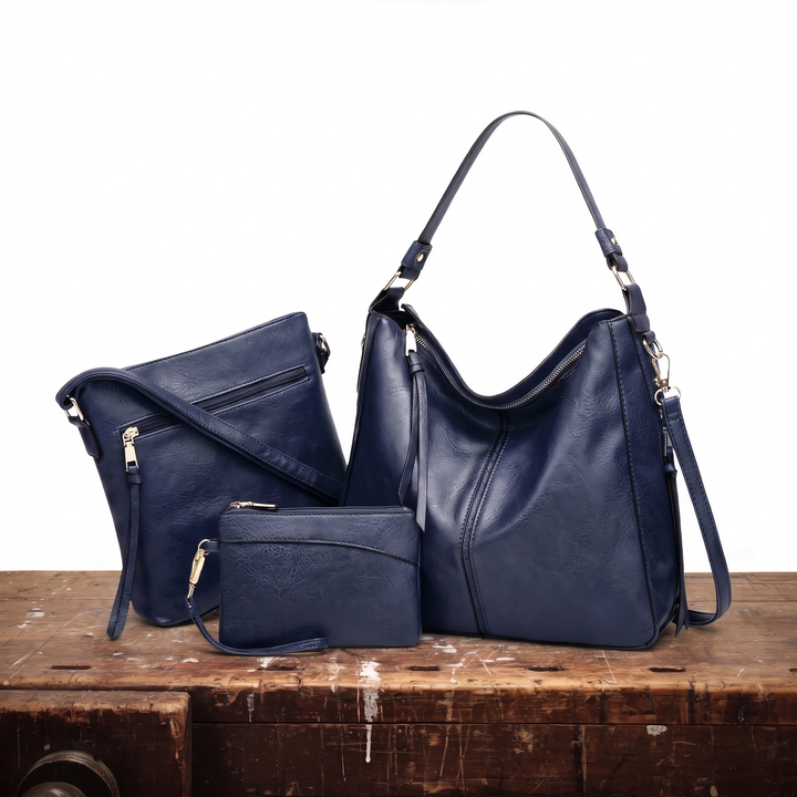3 Piece Hobo Bag Set for Women – Leather Shoulder Bag with Crossbody Zip Pouch, Everyday Purse Set in 6 Colors
