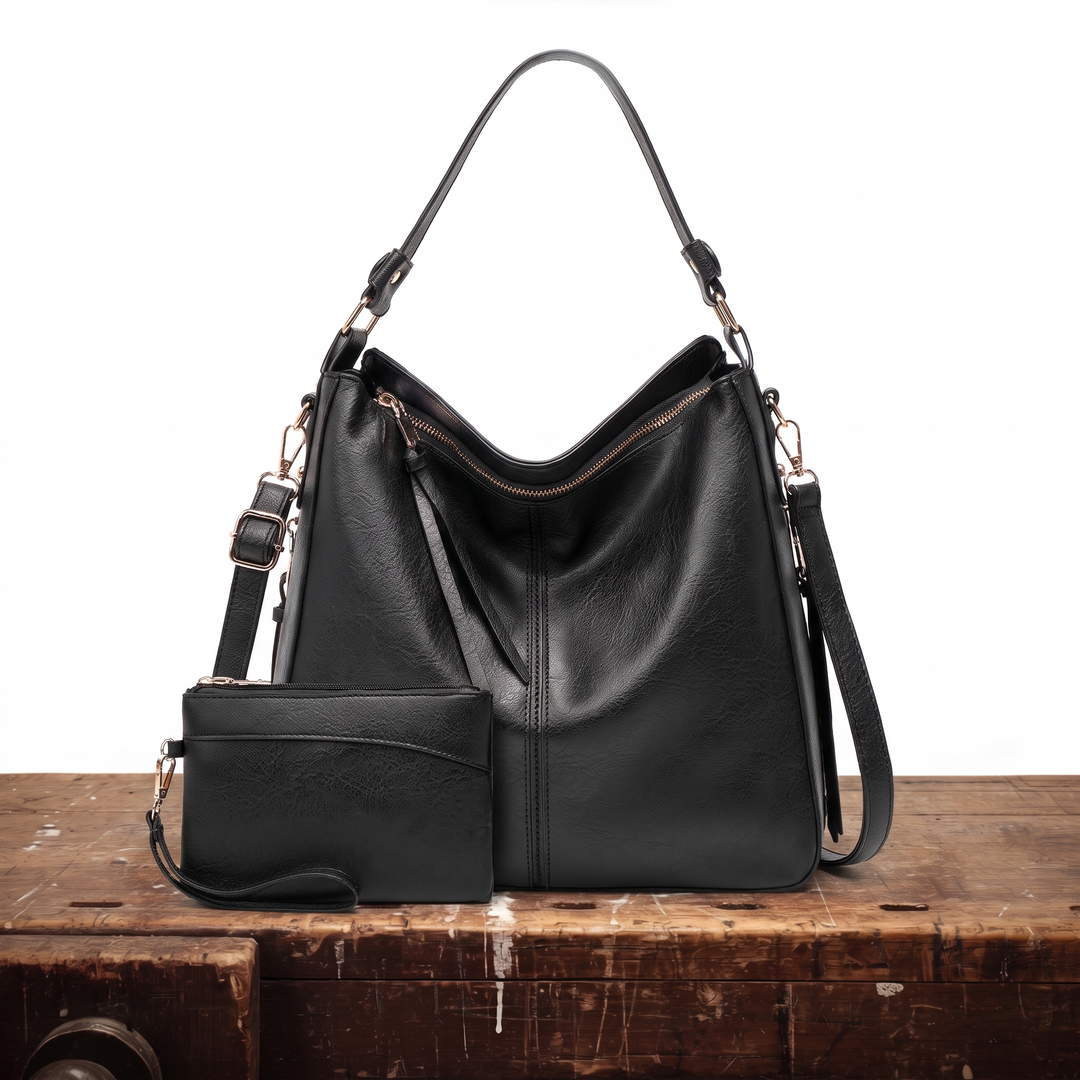 Anti Theft Hobo Bag for Women – Leather Crossbody Shoulder Bag with Zip Closure and Pouch, Travel Purse