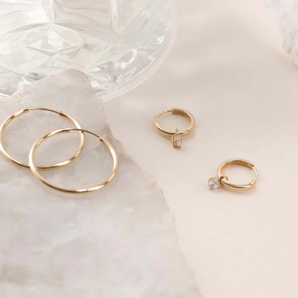Larmes de Lune Stone Hoop Earrings | Gold
