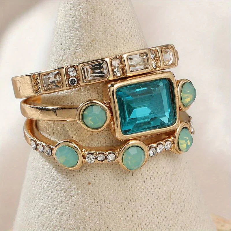 Zeitloses Azur-Ring-Set | Gold
