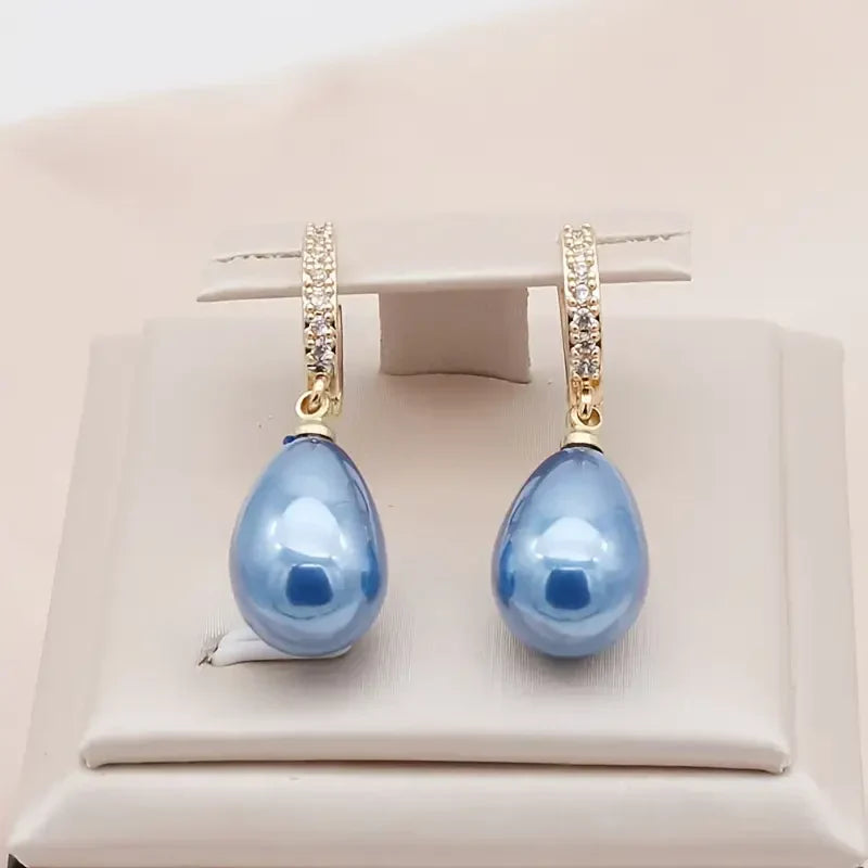 Blaue Ozean-Tau-Ohrringe | Gold
