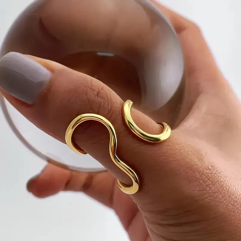 Unregelmäßiger Wellring | Gold