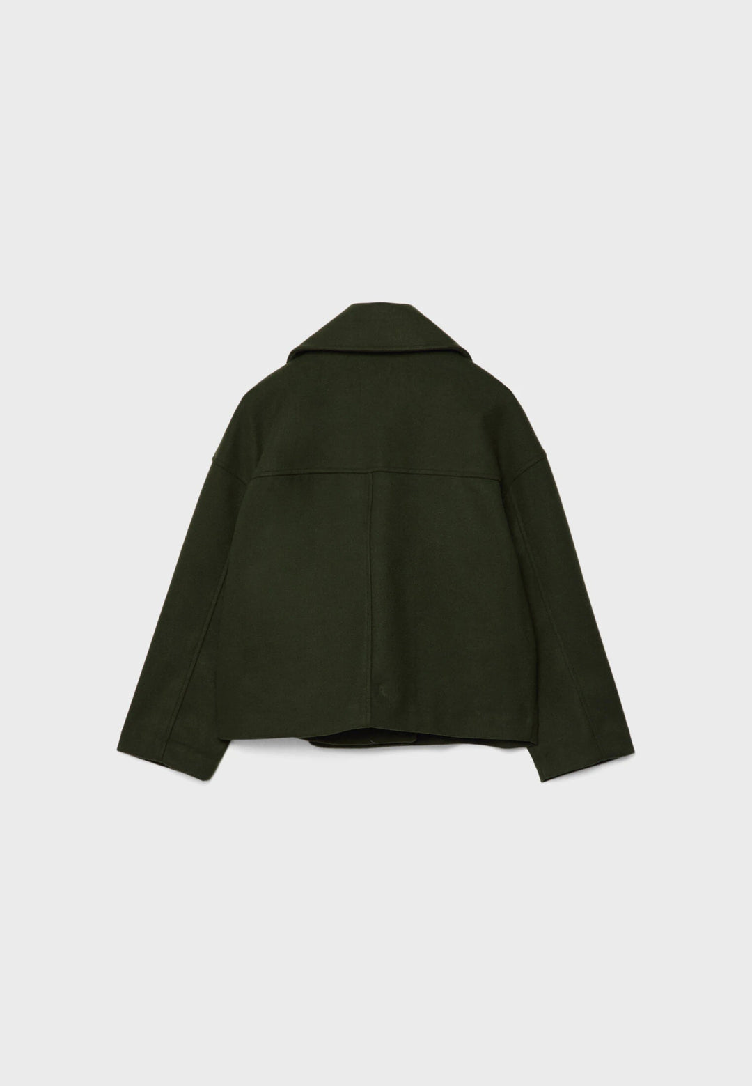 Elegant Wool Peacoat Jacket for Women with Notch Lapel Long Sleeve Double Breasted Cropped Oversized Style