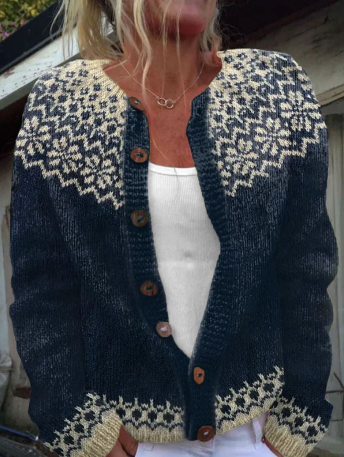 Navy Nordic snowflake cardigan for women