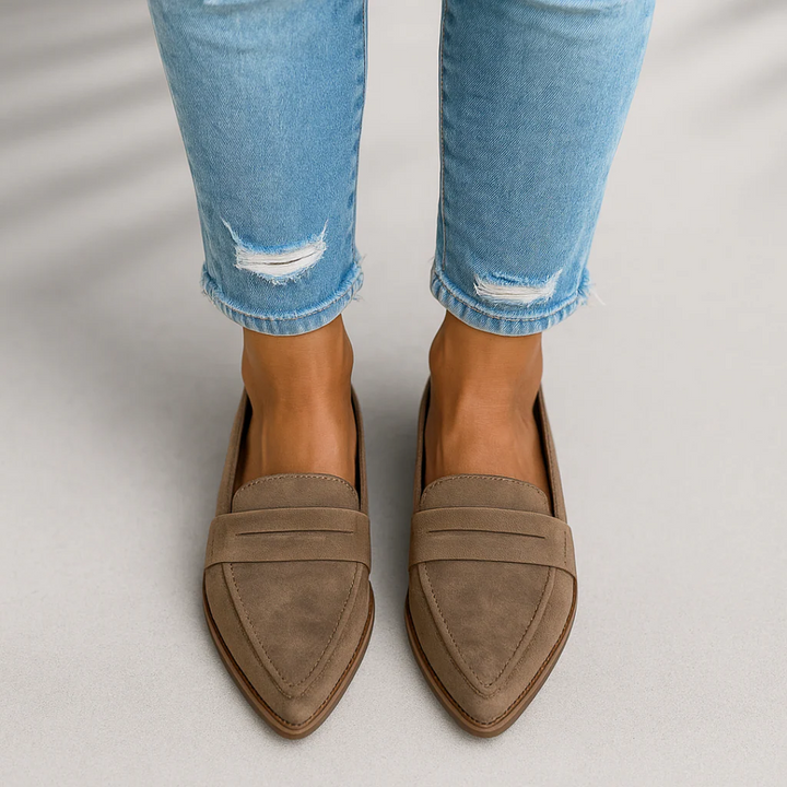 Leather orthopedic loafers for women