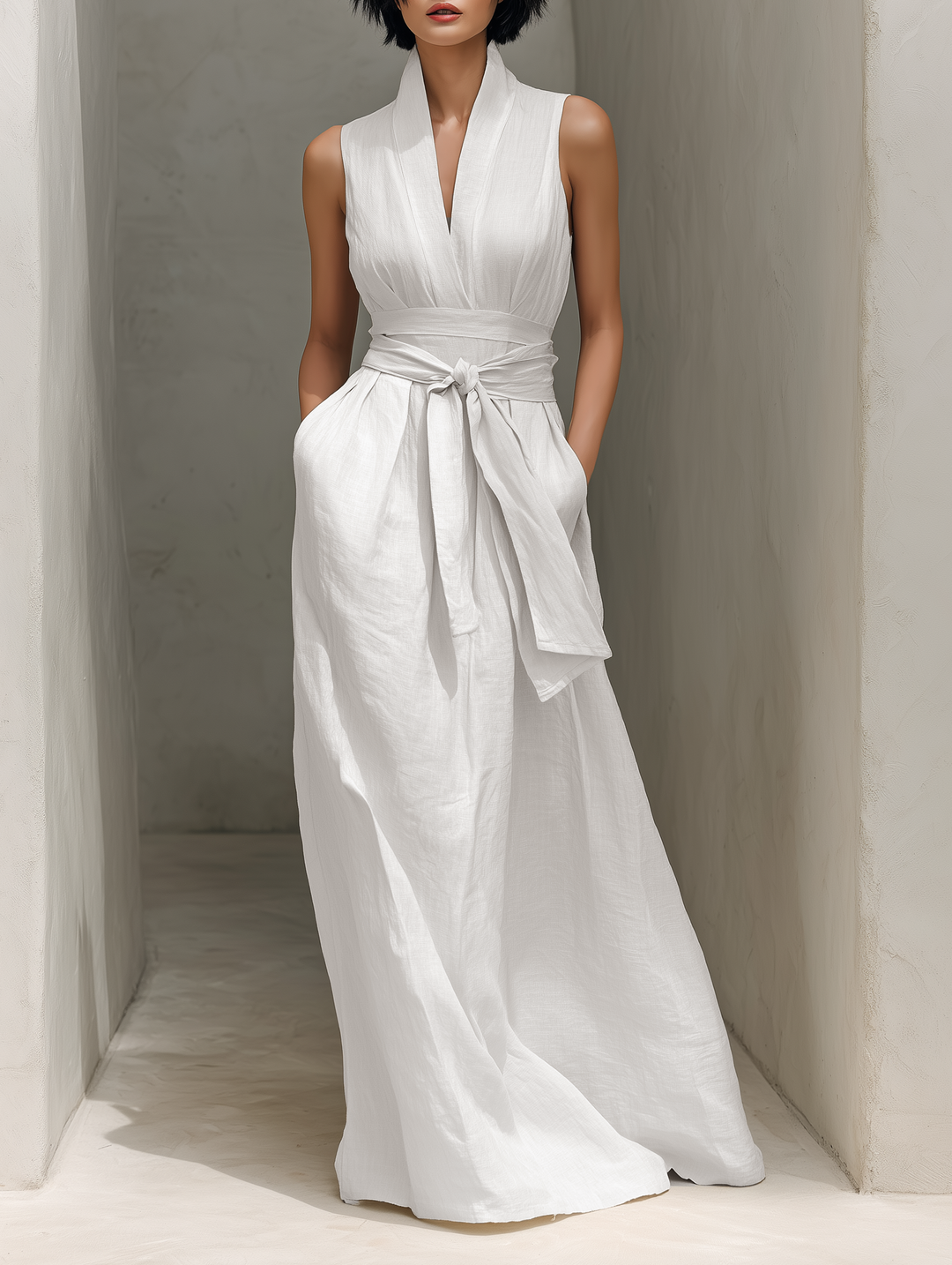 women mercerized cotton v neck a line long dress Uniqlo Mercerized cotton V Neck A Line sleeveless long dress, Women's Fashion, Dresses & Sets, Dresses on Carousell