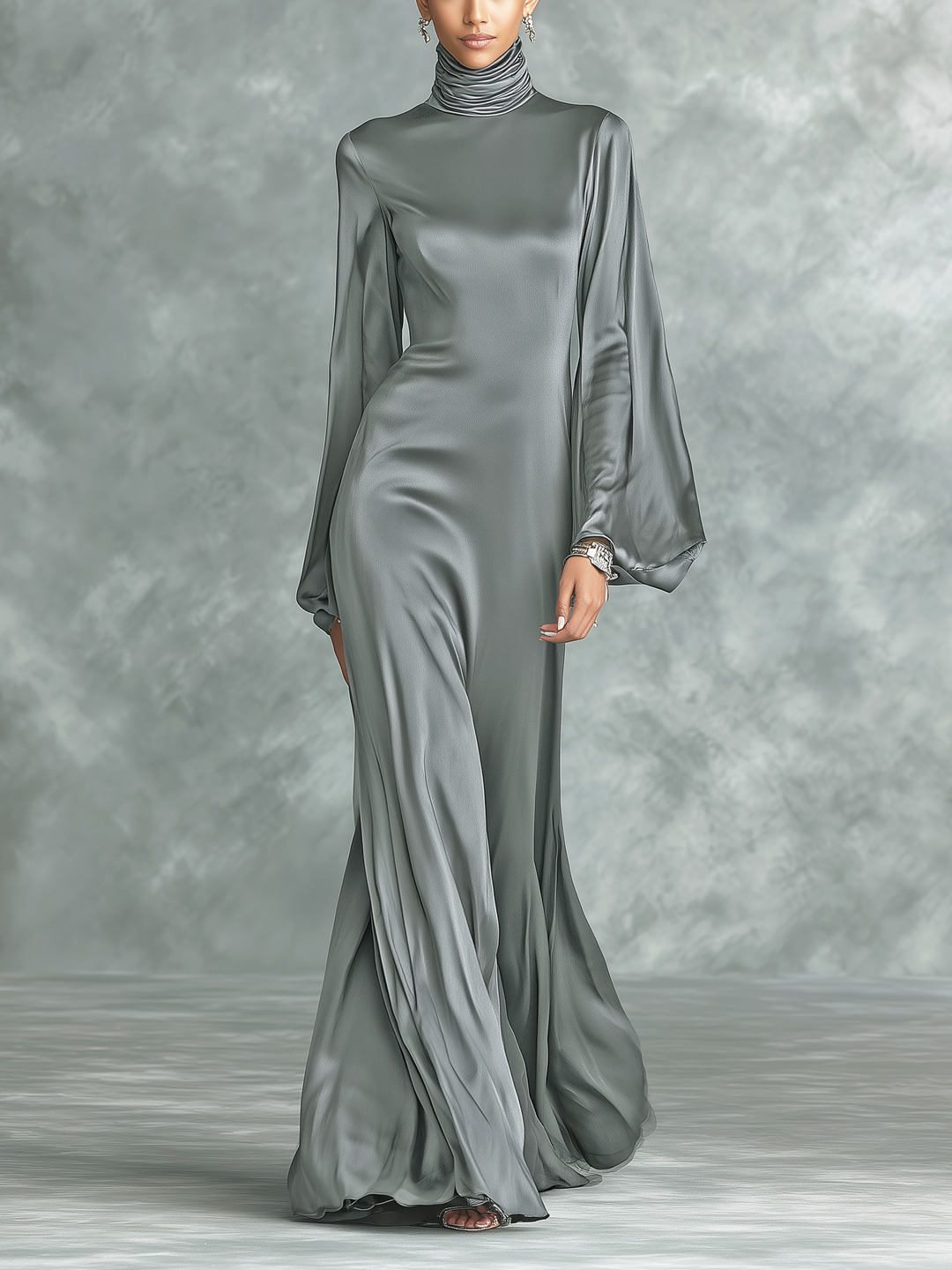 satin loose dress Liquid Satin Slouch Gown Ocean / 10