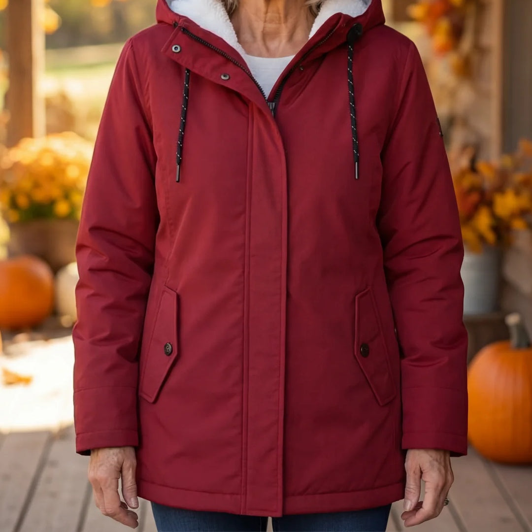Quilted hooded winter coat for women