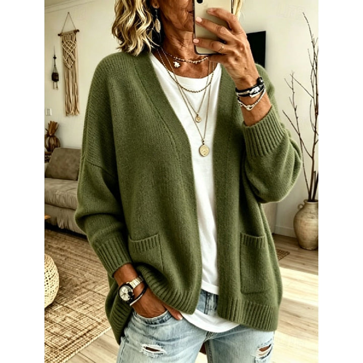 Open Front Cardigan for Women – Relaxed Fit Long Sleeve Knit Cardigan with Pockets, Casual Layering Sweater
